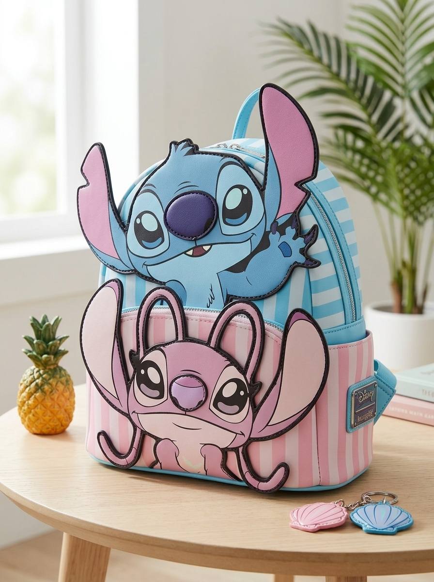 🎒💙 Disney New CartoonStitch Plush Children’s School Bag – Kindergarten Cute Color Block Mini Backpack