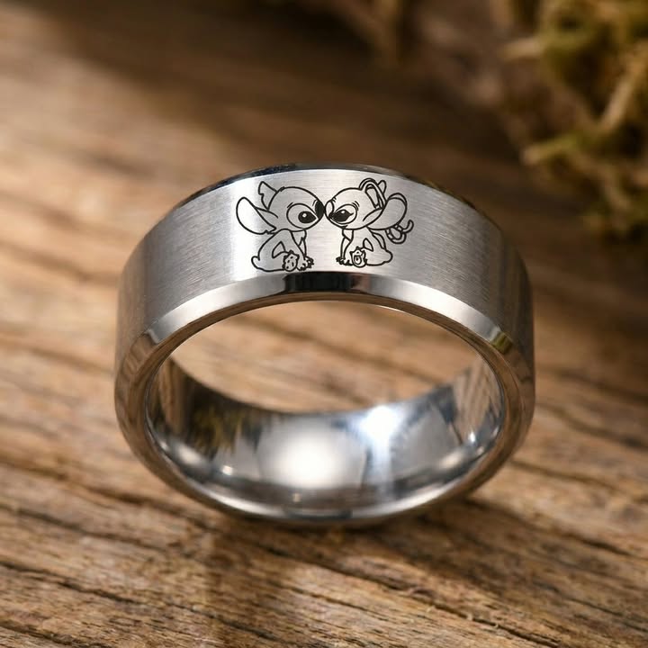 💍💙 Set of 2 Stitch Rings – Cute Cartoon Adjustable Couple Rings for Girls & Fans
