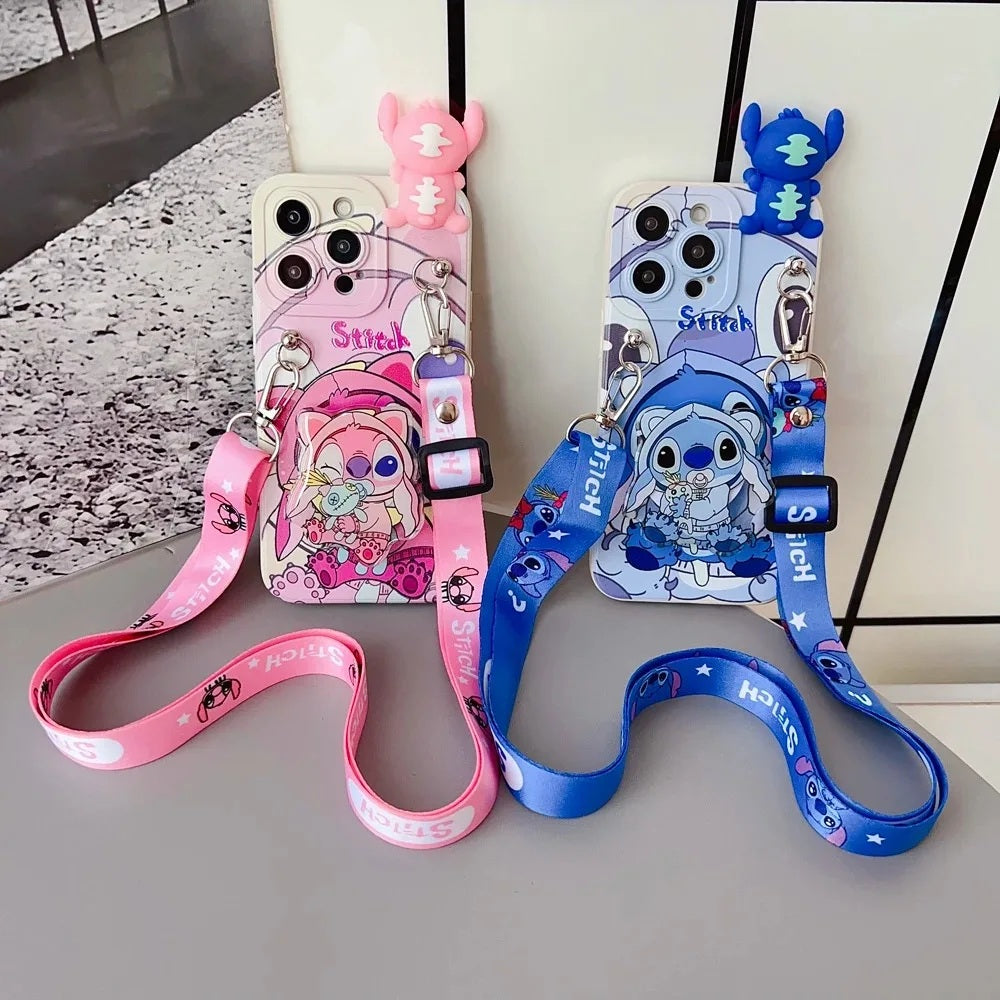 📱💙 Stitch Silicone Phone Case with Grip Holder – Cute Cartoon Shockproof Cover for iPhone FAIRY KIDS