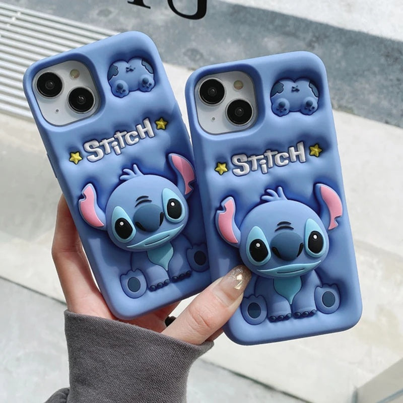 📱💙 Stitch Silicone Phone Case with Grip Holder – Cute Cartoon Shockproof Cover FAIRY KIDS