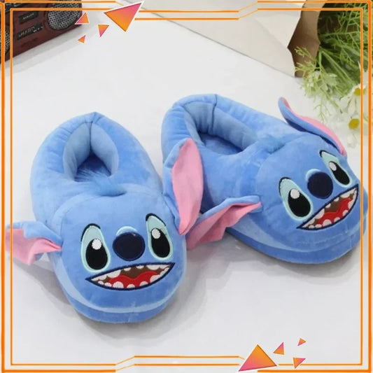 🥿💙 Lilo & Stitch Women's Cotton Slippers – Anime Cartoon Warm Plush Indoor Home Shoes for Girls | Christmas Gift