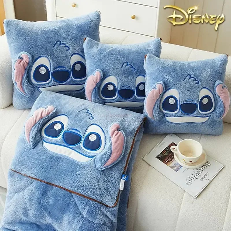 🛋️💙 Stitch 2-in-1 Pillow Blanket – Cozy Winter Throw & Cushion for Sofa, Travel & Office Nap FAIRY KIDS