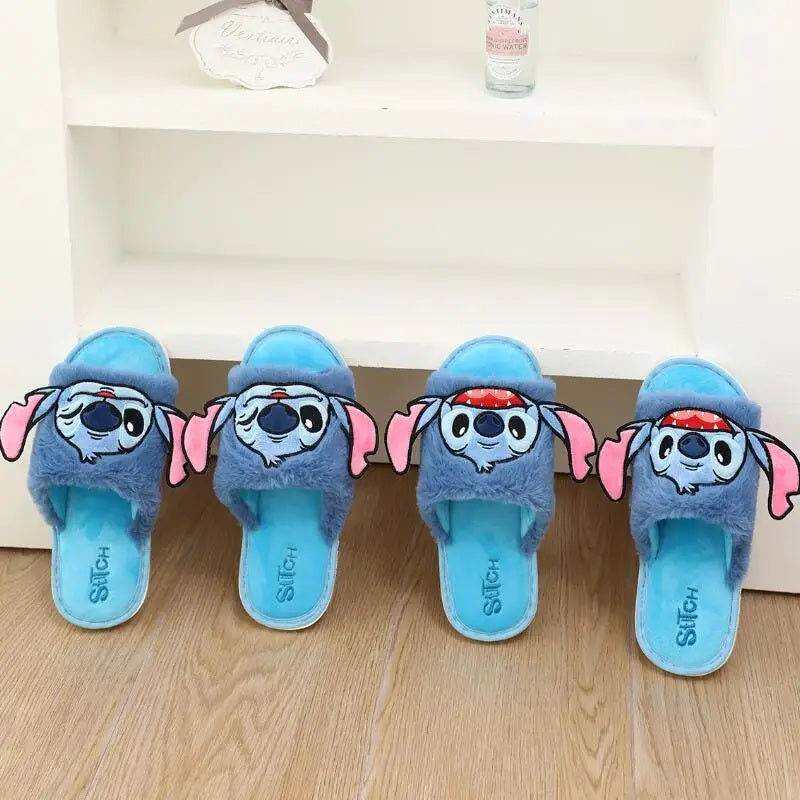 🥿💙 Stitch Women’s Plush Winter Slippers – Warm Fluffy Cozy Cartoon Indoor House Shoes FAIRY KIDS