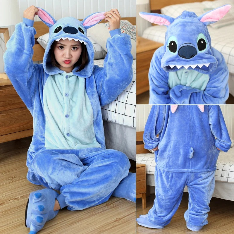 🎭 Adult Hooded Onesie Pajamas – Lilo & Stitch Anime Cartoon FAIRY KIDS