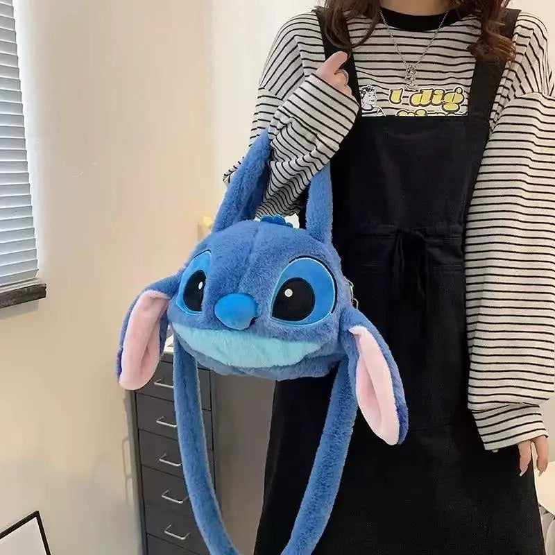 👜🍓 Disney 2026 New Cartoon Plush Doll Shoulder Bag – Sweet & Cute Stitch Strawberry Bear Soft Girls Handbag FAIRY KIDS