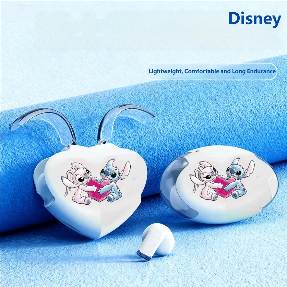 🎧💙 Disney Rotatable Heart-Shaped Headset – Stitch Wireless Bluetooth 5.3 Earbuds FAIRY KIDS