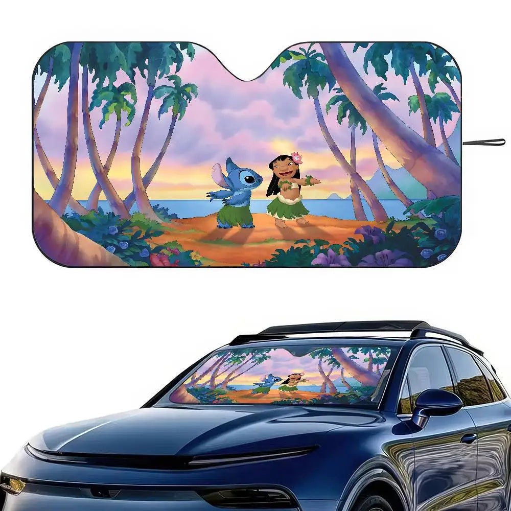 ☀️🚗 Stitch Cute Windshield Sunshade – Anime Car Front Windshield 70x130cm Sun Visor Heat Reflector FAIRY KIDS