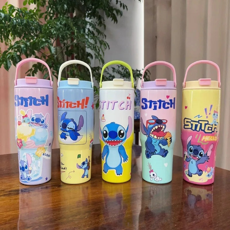 🥤30oz Stainless Steel Car Handle Cup – Stitch  Cartoon Tumbler Gift