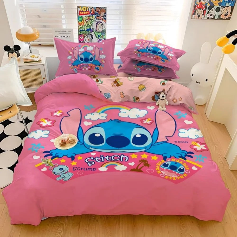 🛏️💙 Stitch Bedding Set – Cartoon Duvet Cover & Pillowcase Set for Kids & Adults Bedroom Decor FAIRY KIDS