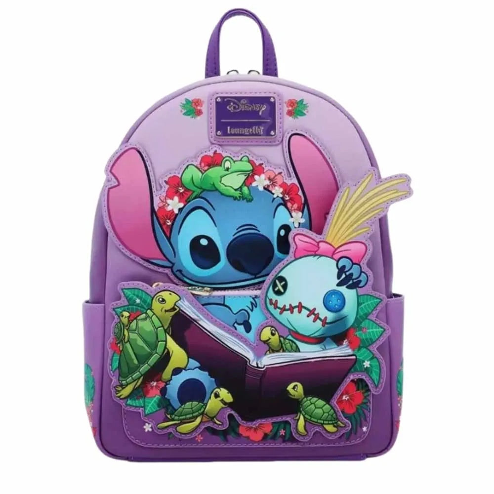 🎒📚 Lilo & Stitch Scrump Reading Mini Backpack – PU Leather Children Student Backpack | Stationery Christmas Gift FAIRY KIDS