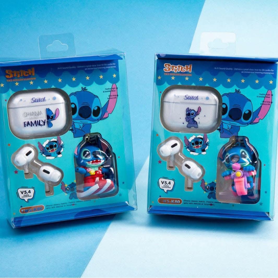 🎧💙 Disney Stitch Wireless Bluetooth Earbuds – HiFi Stereo Noise-Canceling Earphones with Charging Case