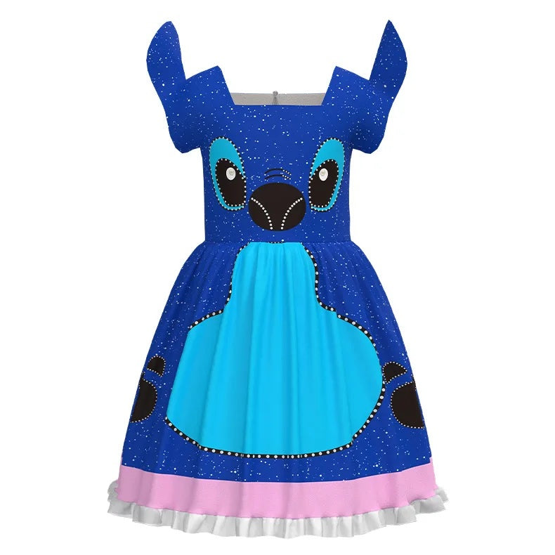 👗🎃 Disney Cute Stitch Dress –Cartoon Lilo and Stitch Movie Cosplay Costume | Girls Halloween Birthday Party Gown FAIRY KIDS