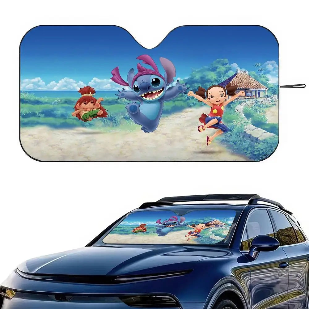 ☀️🚗 Stitch Cute Windshield Sunshade – Anime Car Front Windshield 70x130cm Sun Visor Heat Reflector FAIRY KIDS