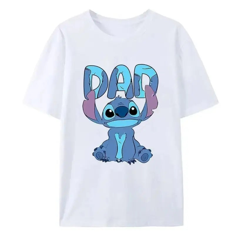 👨‍👩‍👧💙 Stitch Family Matching T-Shirt – Mom Dad Kids Summer Casual Anime Style Parent-Child Outfit FAIRY KIDS
