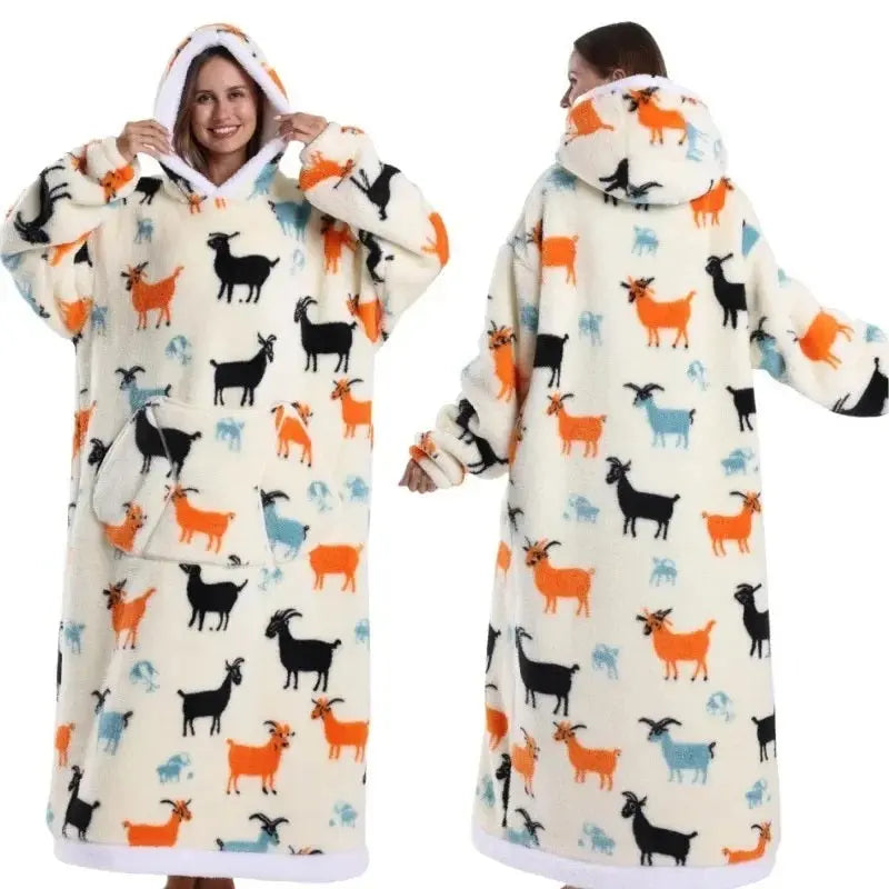 💖Warm Winter Hoodie Blanket | Couple Style Christmas Theme | Long Thermal Sleepwear for Men & Women | Cozy Home Comfort Fairy.kid