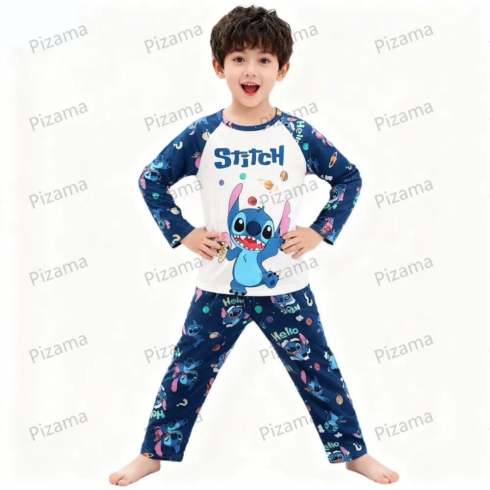😴💙 Kids Stitch Long Sleeve Pajama Set – Soft Cozy Cartoon Sleepwear for Boys & Girls Loungewear FAIRY KIDS