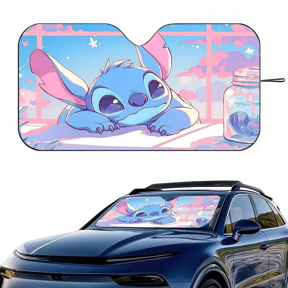 ☀️🚗 Stitch Cute Windshield Sunshade – Anime Car Front Windshield 70x130cm Sun Visor Heat Reflector FAIRY KIDS