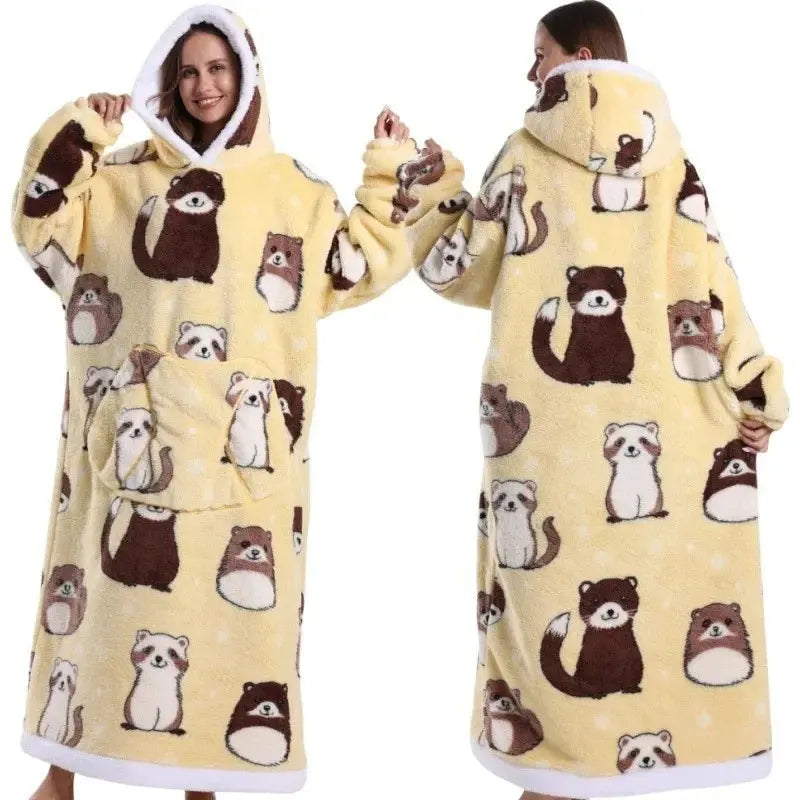 💖Warm Winter Hoodie Blanket | Couple Style Christmas Theme | Long Thermal Sleepwear for Men & Women | Cozy Home Comfort Fairy.kid