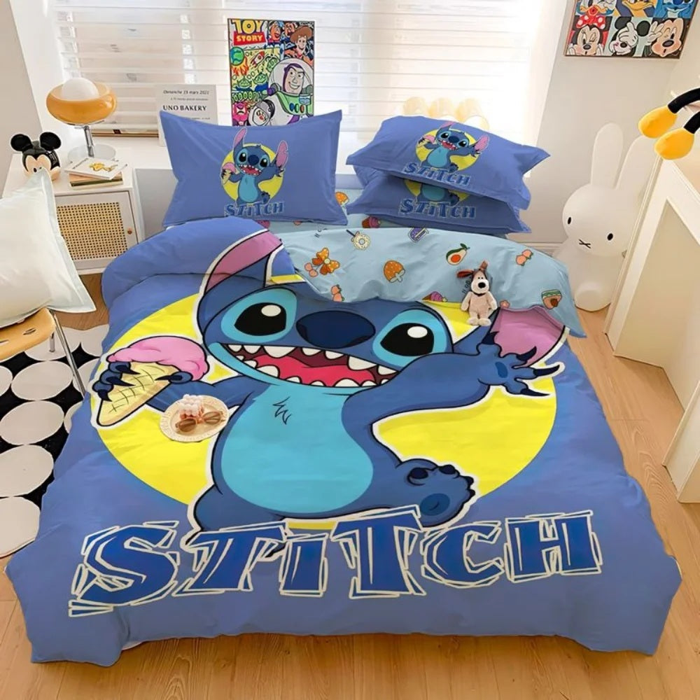 🛏️💙 Stitch Bedding Set – Cartoon Duvet Cover & Pillowcase Set for Kids & Adults Bedroom Decor FAIRY KIDS