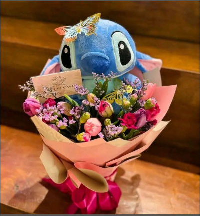 🌸💙 Stitch Flower Bouquet Gift – Cute Cartoon Plush Bouquet for Birthday & Special Occasions FAIRY KIDS