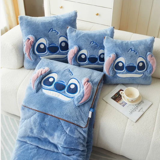🛏️💙 Stitch Warm & Thick 2-in-1 Blanket – Cozy Plush Bed Blanket & Pillow for Winter