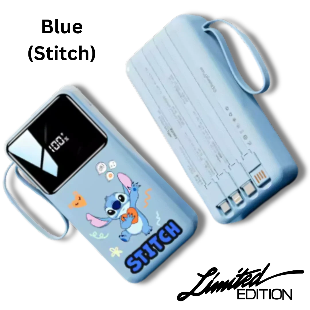 Disney 20000mah Large Capacity Power Bank With Bidirectional Fast Charging And Built-In Cable Compact Portable Mobile Power Bank FAIRY KIDS