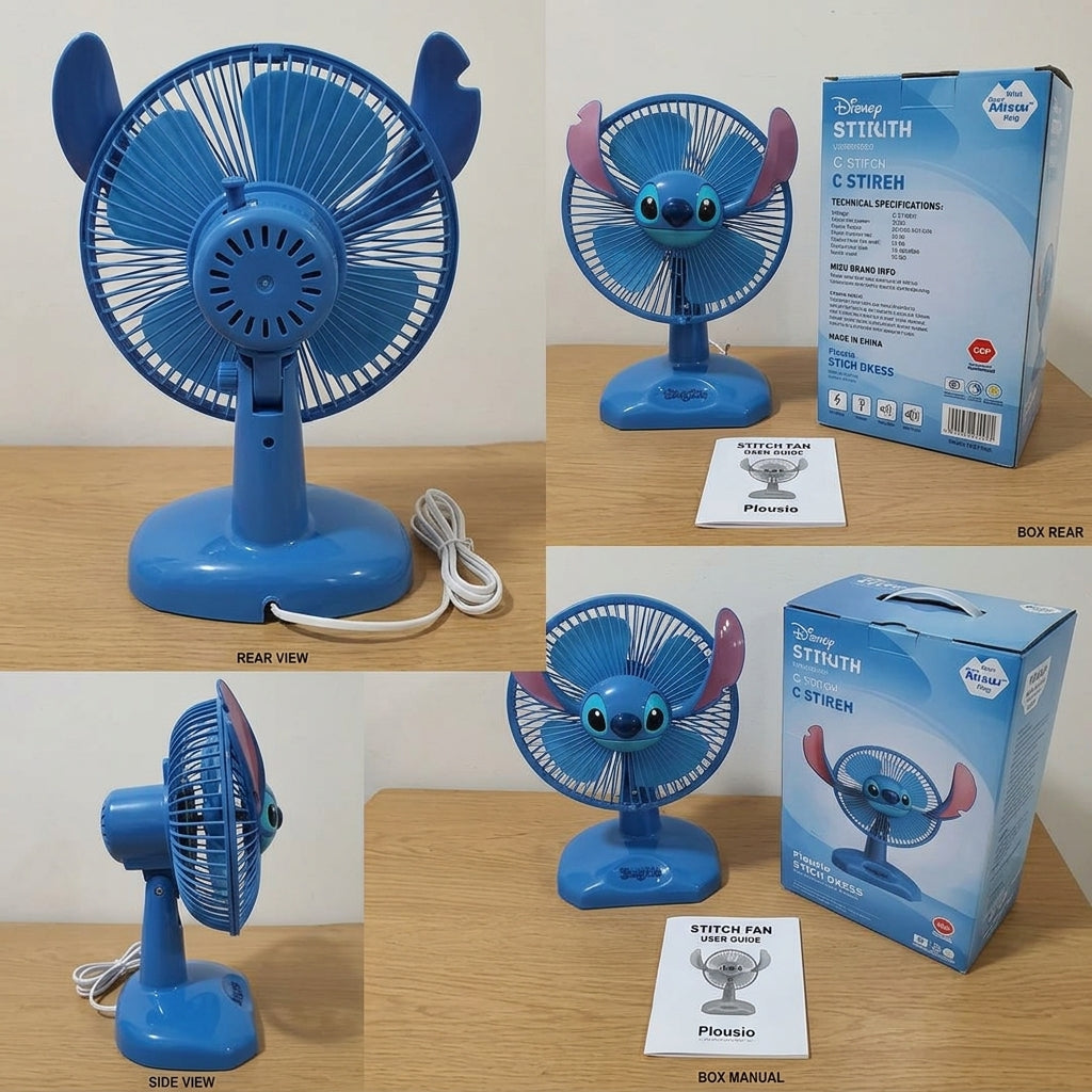 🌀💙 Disney Stitch Desk Fan – Cute Cartoon Portable Cooling Fan for Home & Office