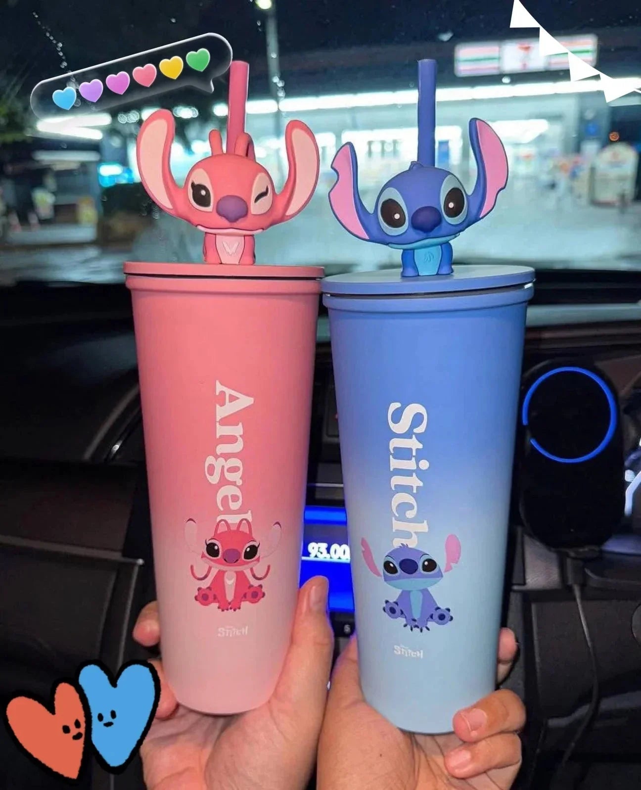 💙 Stitch & Angel Tumbler – 20oz Stainless Steel Cup |  Blue & Pink Gift for Fans Ma boutique