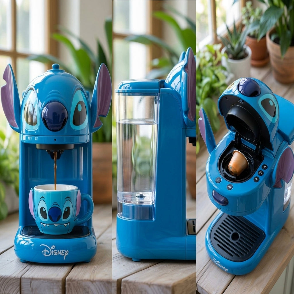 ☕💙 Stitch Kitchen Appliance Set – Coffee Maker & Blender Cute Cartoon Combo for Home