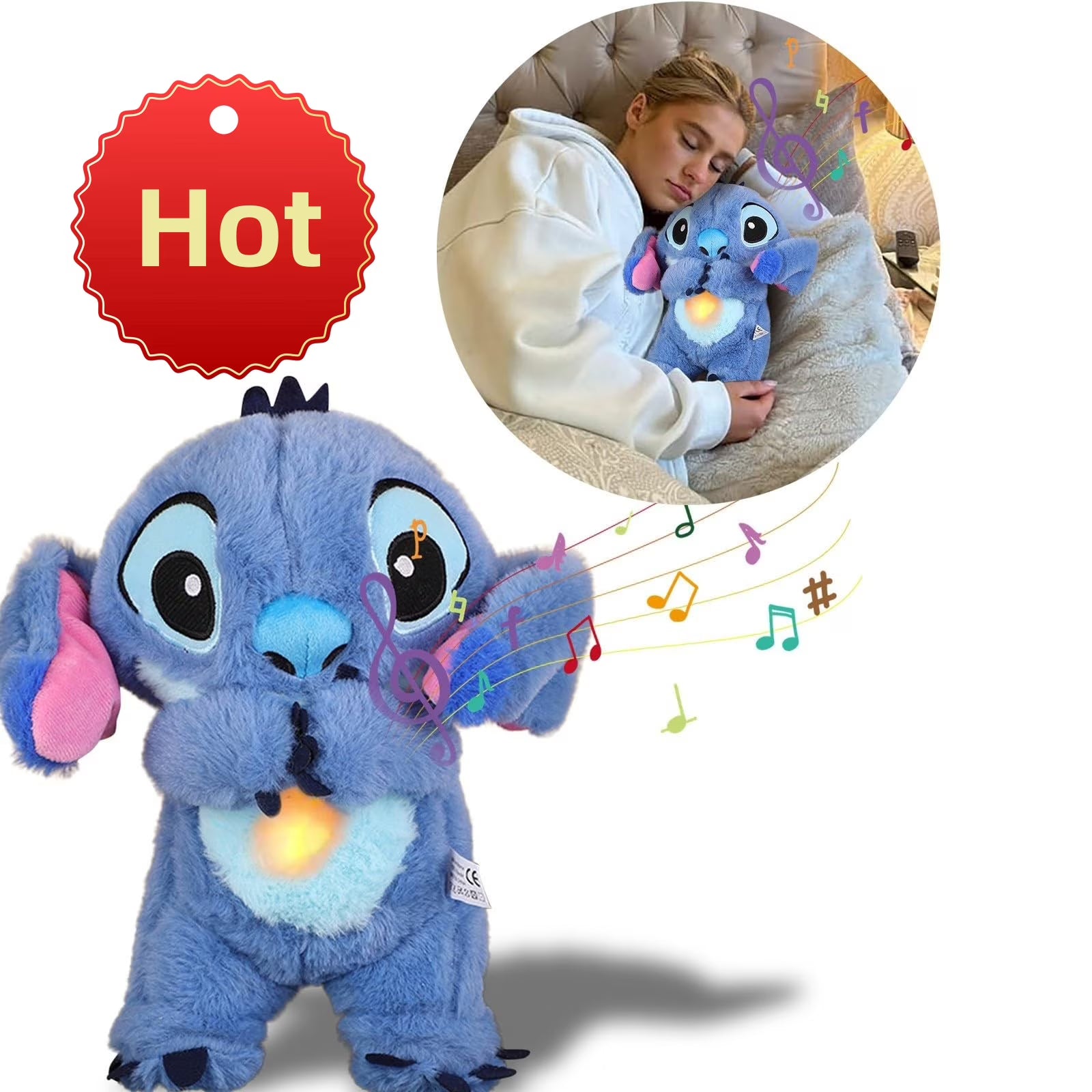 Lilo & Stitch Plush Doll with Music & Light | Breath Toy for Baby Sleep Aid | Kawaii Anime Plush Gift for Kids Ma boutique