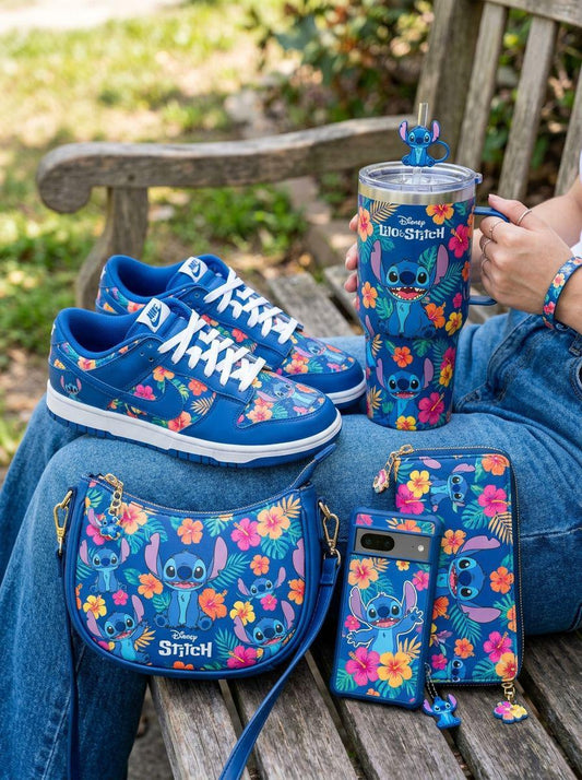 🎁💙 Stitch Gift Set – Tumbler, Shoes, Purse, Phone Case & Wallet Cute Cartoon Bundle FAIRY KIDS