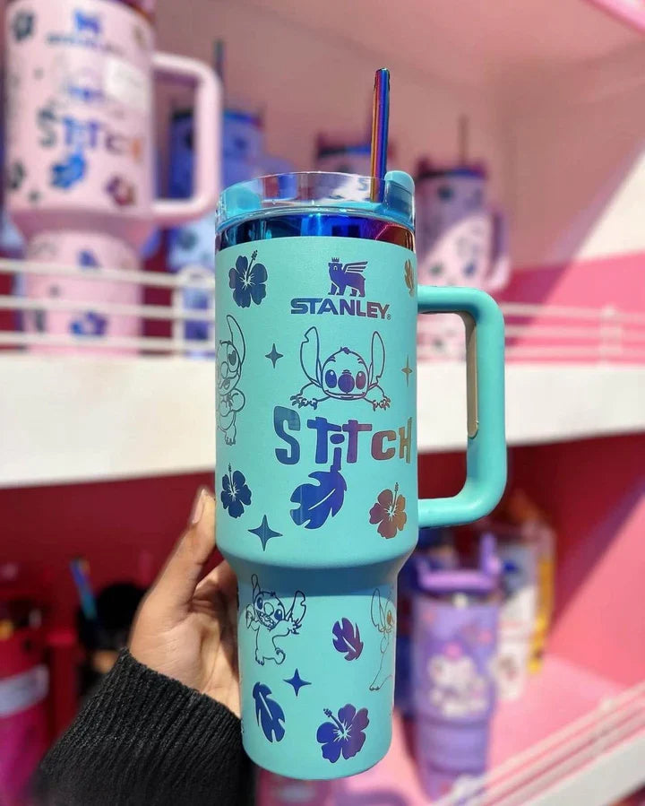 💙 Miniso Disney Stitch 40oz Insulated Cup | 304 Stainless Steel Vacuum Bottle | Cute Travel & Sports Tumbler