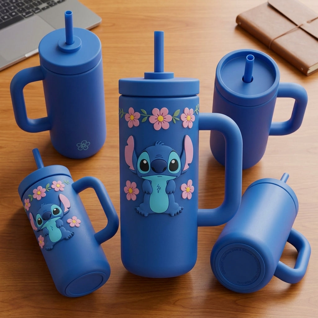 💙 Miniso Disney Stitch 40oz Insulated Cup | 304 Stainless Steel Vacuum Bottle | Cute Travel & Sports Tumbler