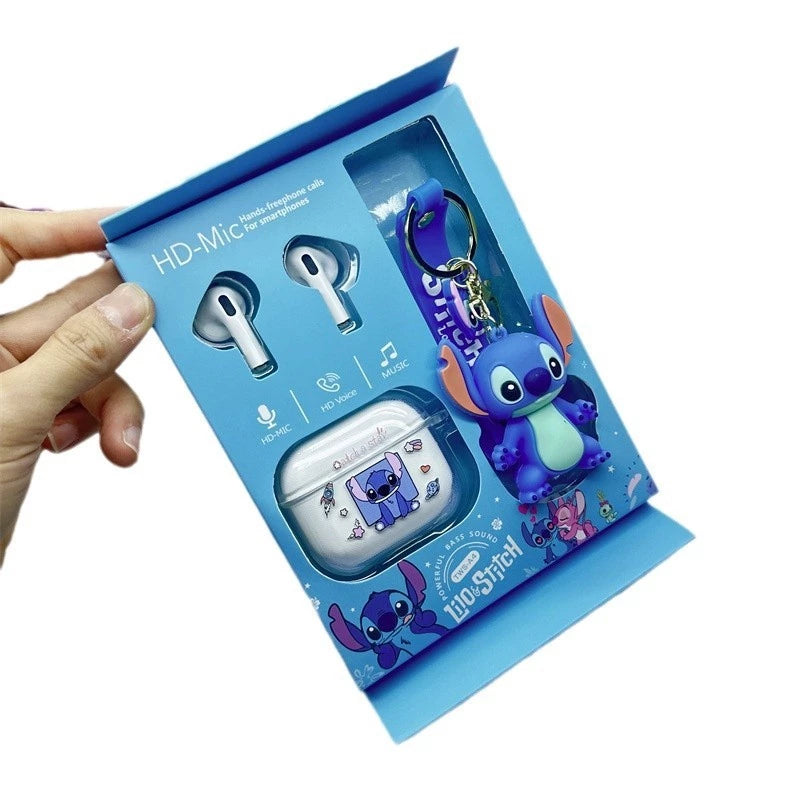 🎧💙 Disney Stitch Wireless Bluetooth Earbuds – HiFi Stereo Noise-Canceling Earphones with Charging Case