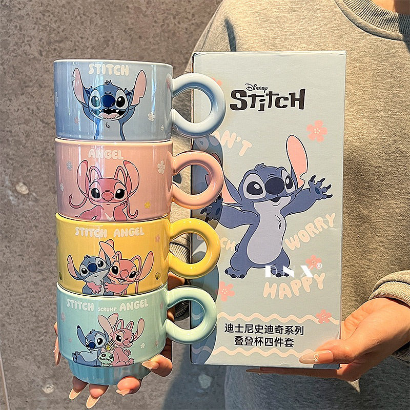 ☕💙 Stitch Stacking Ceramic Cup – Cute Cartoon Household Mug Gift for Coffee & Tea Lovers FAIRY KIDS